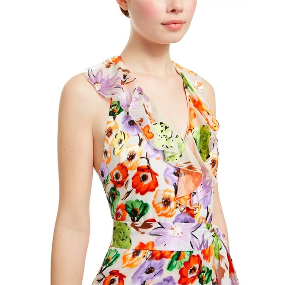 Alice + Olivia Evelia Floral Tie Waist Silk Blend Maxi Dress - Picture 3 of 16